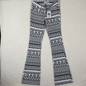 Ranch Dress’n Black White Aztec Tribal Print Flare Pants Boho Western Stretch 5